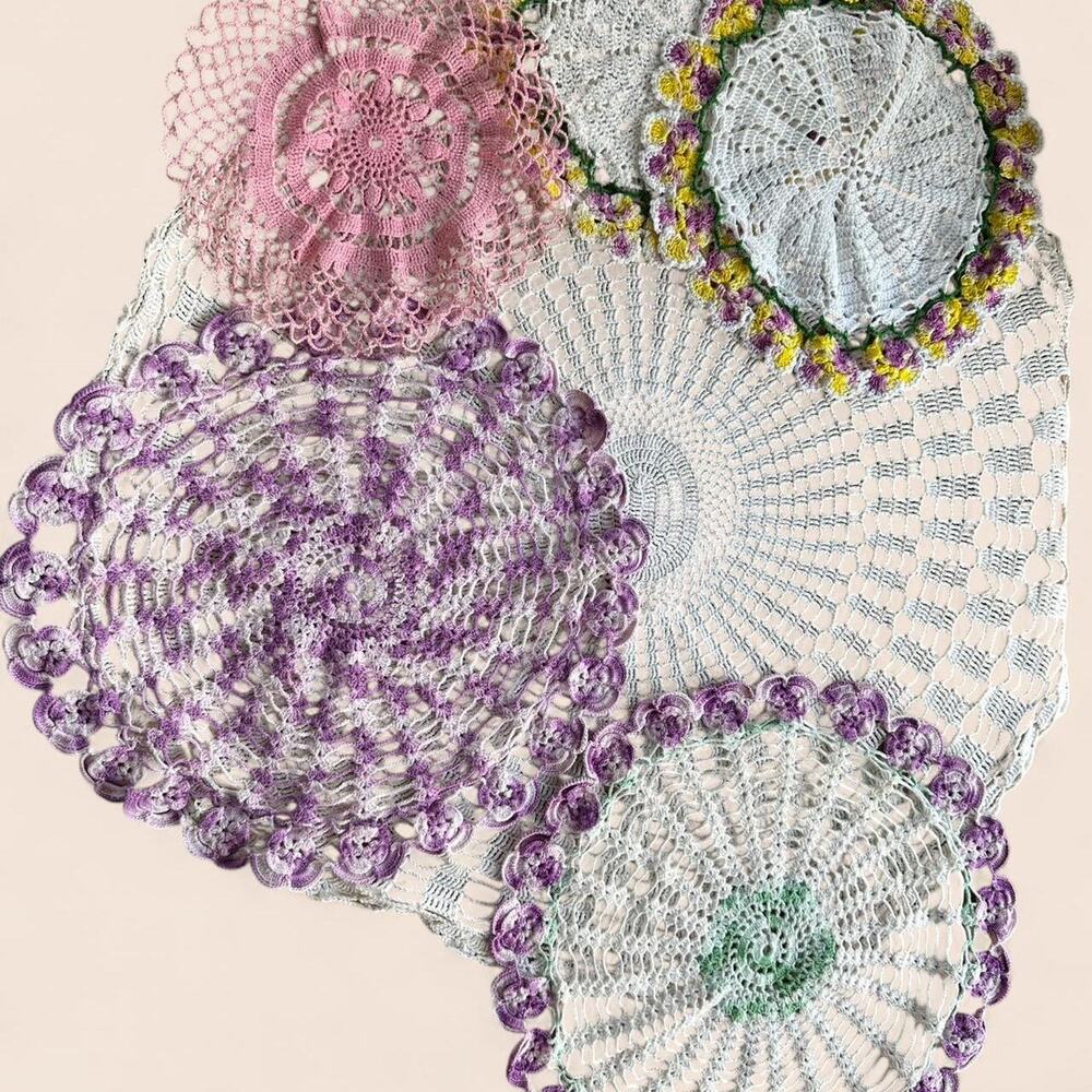 Vintage handmade crochet doily set